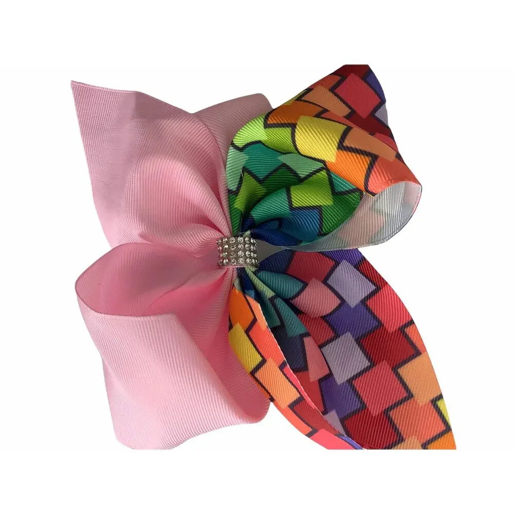 Lot of 3 Multicolored Hair Bows & Unicorn Hair Tie